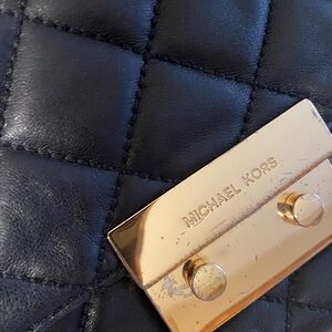 Michael Kors Black Quilted Handbag with Gold Accents